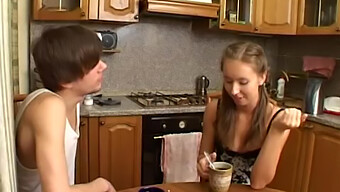 Sensual Teens Enjoy A Hot Cup Of Coffee And A Mouthful Of Sperm